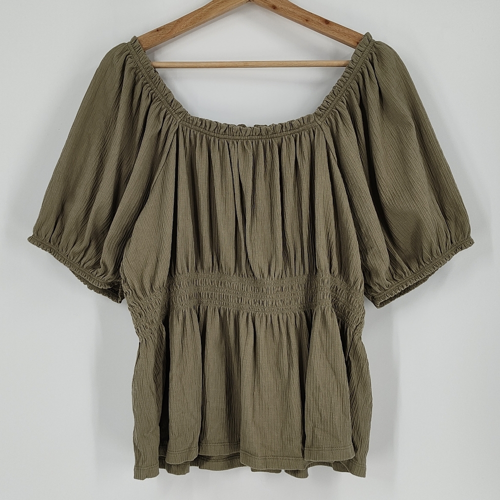 Old Navy Olive Green Peasant Top